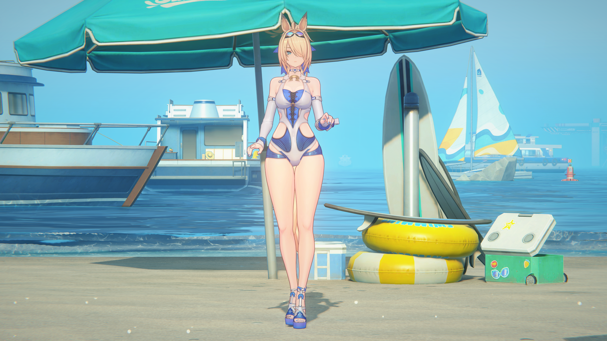 ゼンレスゾーンゼロのイベントエリアでキャラクターを操作するゲーム画面